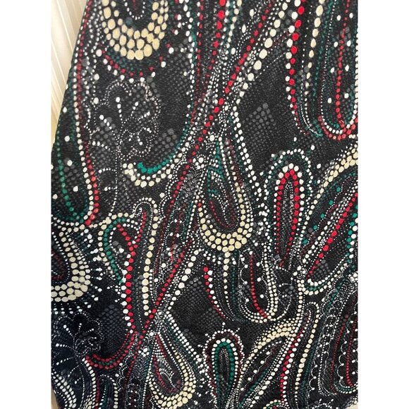 Retro Paisley Maxi Skirt Black 2X Polka Dot Boho Western Indie Folk Hippie Chic - Picture 2 of 9